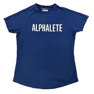 Mens Alphalete Performance Fit Graphic T Shirt Blue Workout Size Medium Stretch